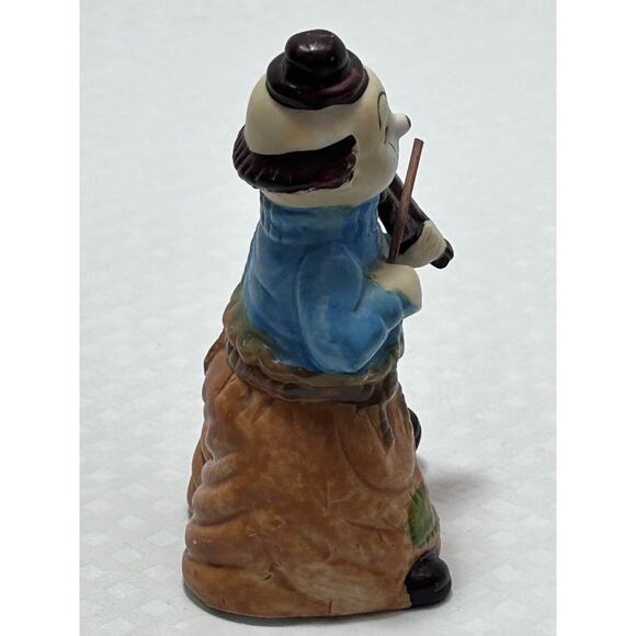 Vintage Happy Violin Hobo Clown Porcelain Figural Bell J.S.N.Y., Taiwan, 4.5” - Picture 4 of 10